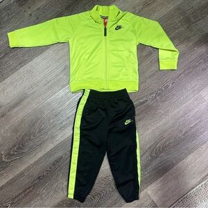 Nike Neon Yellow and Black Kids Tracksuit